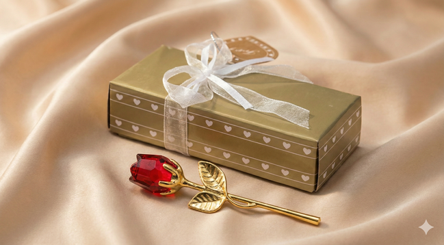 Ewige Kristall-Rose – Crystal Love (Rubinrot)